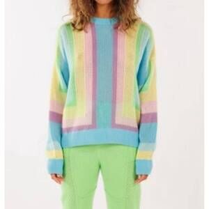 NEW COLORUSH cecile stitchy rainbow crew in rainbow